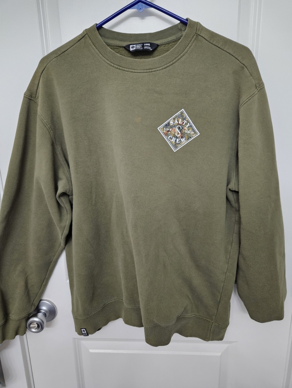 Salty Crew Men's Olive Green Crewneck Sweatshirt